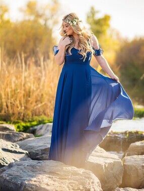 Lulu's Royal Blue Off-Shoulder Maxi Dress